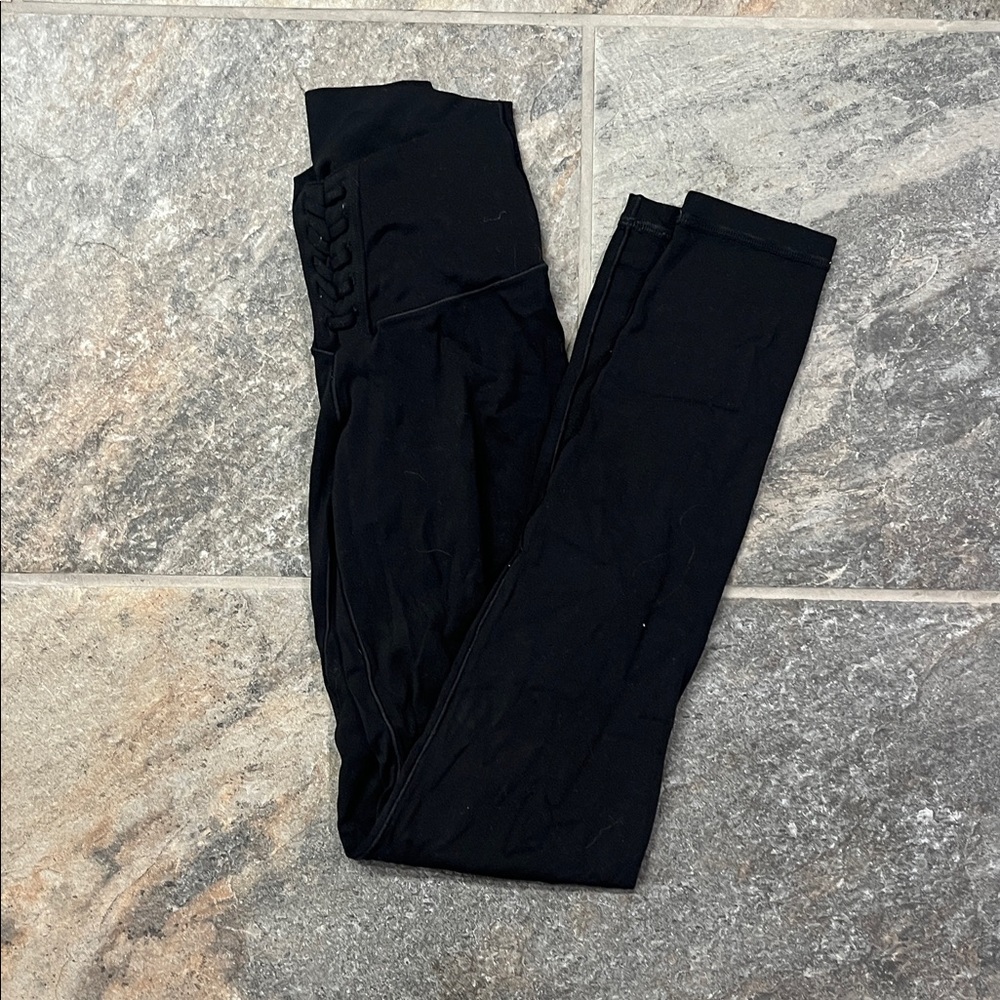 OFFLINE by Aerie, Real Me Hi-Rise Lace-Up 7/8 Legging, Black, Size XXS